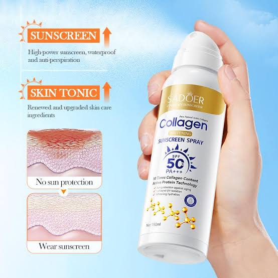 SADOER Collagen sunscreen spray With no white cast,50spf.