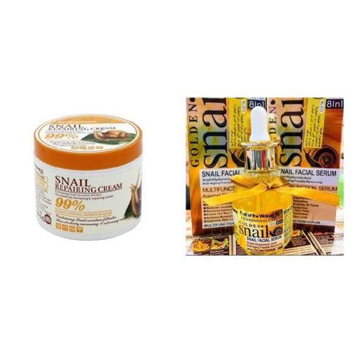 Fruit Of The Wokali 2-in-1 Set Snail Repairing Cream + Golden Snail Facial Serum with Hyaluronic Acid Multifunction 8 in 1 Face Serum