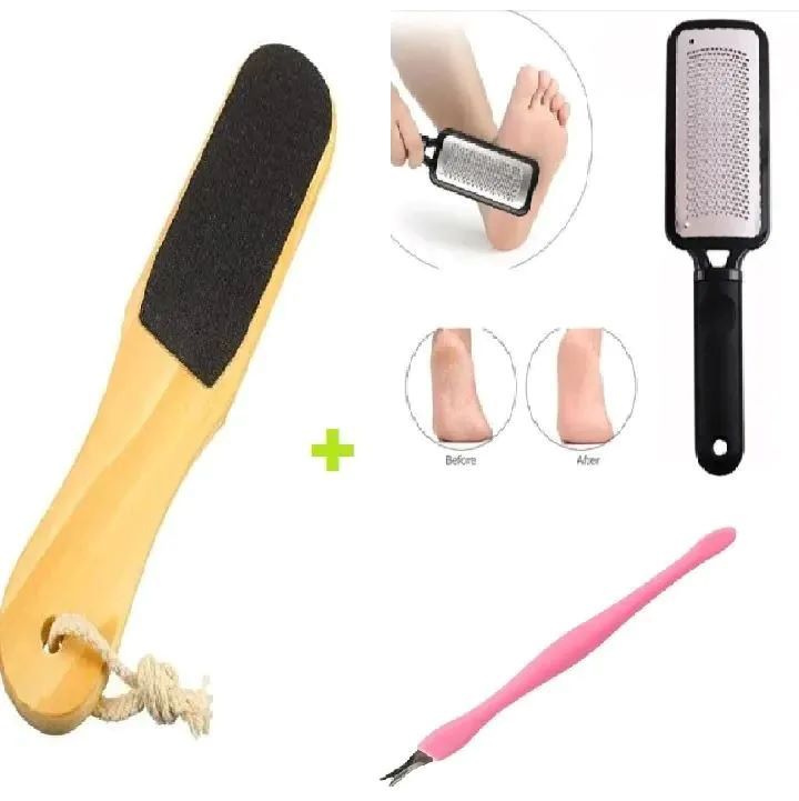 Wooden Foot Scraper + foot Scrubber grater + cuticle remover