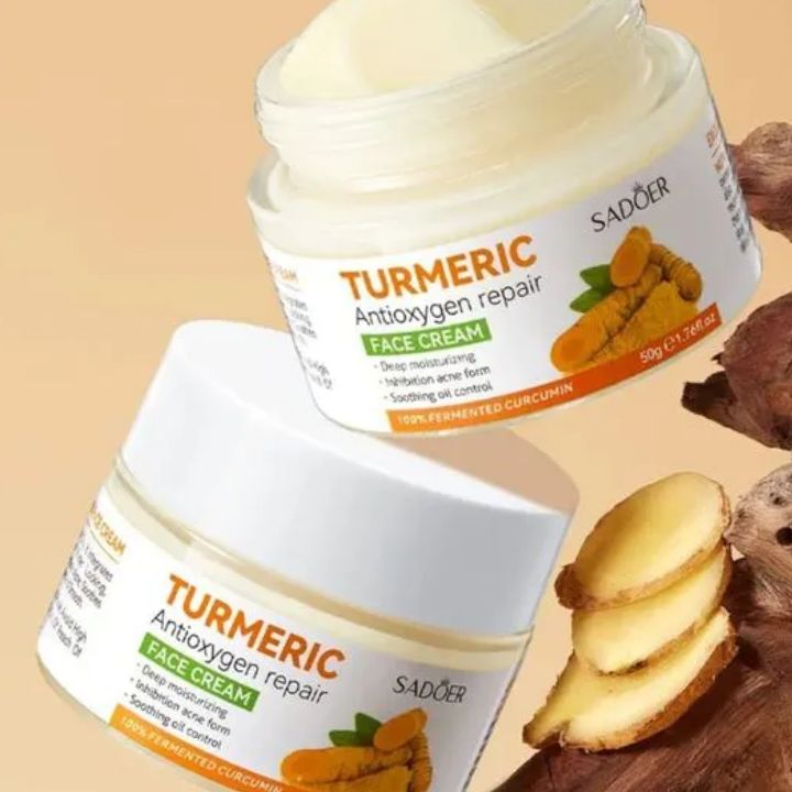 2 in 1, Sadoer Turmeric Cream + Tumeric Serum, the Combination of Sadoer Tumeric Cream and Turmeric Serum Guarantees Like Vitamin C, Deep Hydration, inhibits Acne formation, Lighten Acne Marks, Sooth