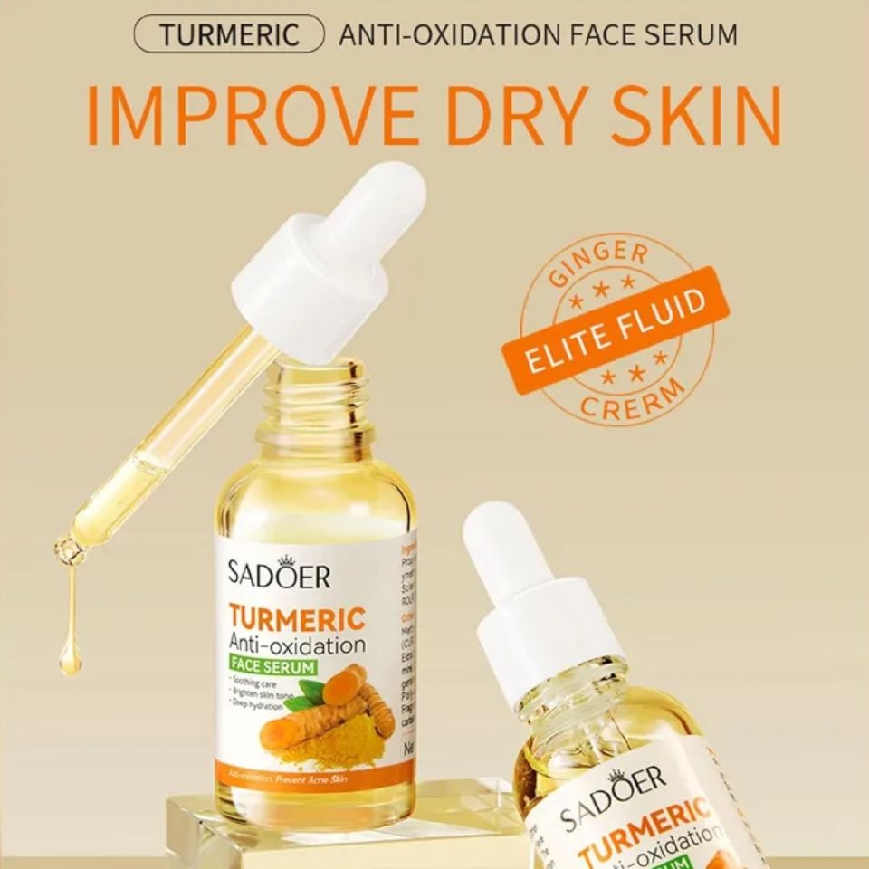 2 in 1 Sadoer Turmeric Serum + Cleanser Anti-Oxidation Face Serum and Turmeric Facial Wash Cleanser for Dark Spots, Turmeric Oil, Turmeric Skin Care Set for Women and Men (Serum Cleanser Set)