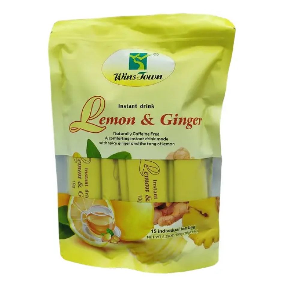 Wins Town LEMON & GINGER instant drink tea natural herbal fat burning slimming tea bags Lemon Ginger Honey beverage