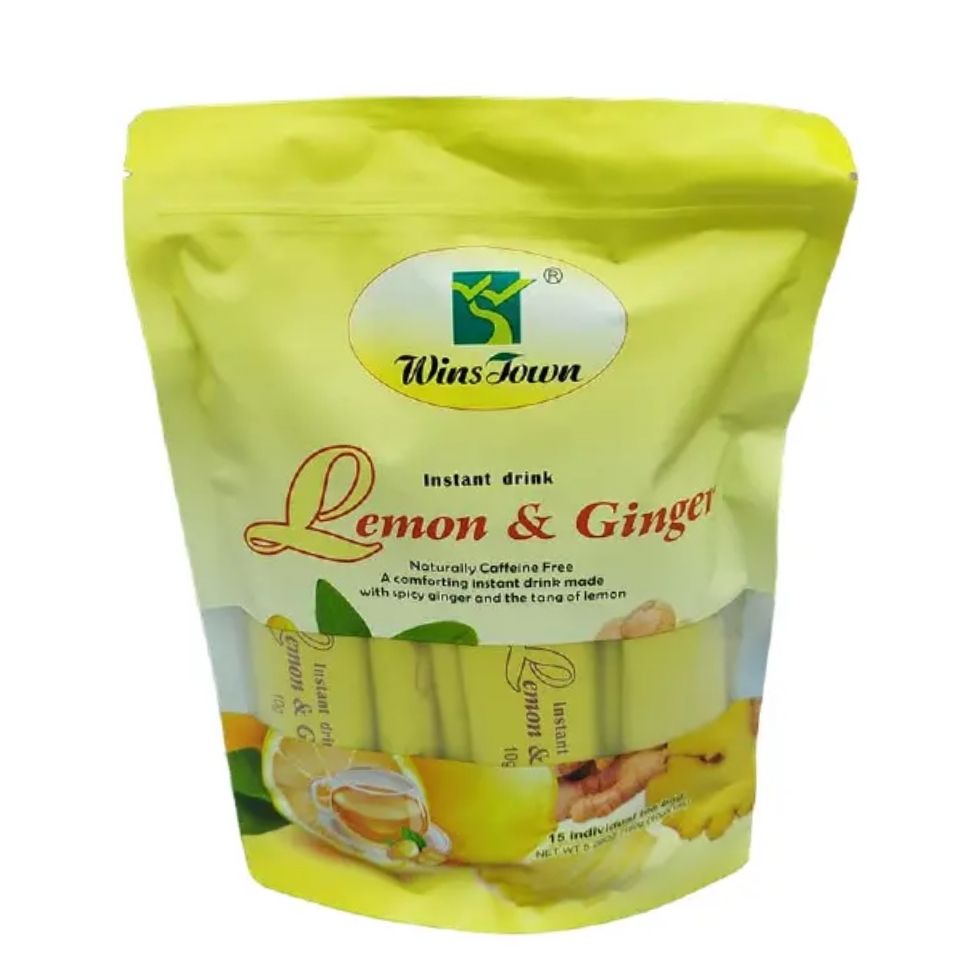 Wins Town LEMON & GINGER instant drink tea natural herbal fat burning slimming tea bags Lemon Ginger Honey beverage