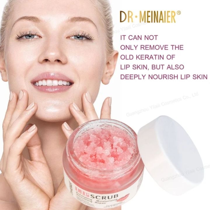 Dr. Meinaier Sugar Lip Scrub Ultra Hydrating Exfoliating Dry Chapped Lips Scrubber  Lip Moisturizer - Grape Rose Blueberry Turmeric Coconut Coffee Cherry Lemon Honey Green Tea Flavors