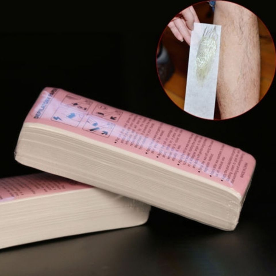Depilatory Paper,100 Sheet Hair Removal Wax Paper Strips ,Disposable Professional Hair Removal Tool Non-woven Waxing Strips