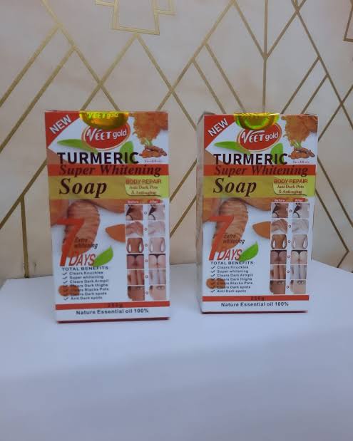 VEET GOLD TURMERIC Anti-Aging & Anti Dark Spots Soap Removes Dark Knuckles, Black Spots & Dark Spots Clears Knuckles Super Whitening Clears Dark Armpits Turmeric Soap 250g