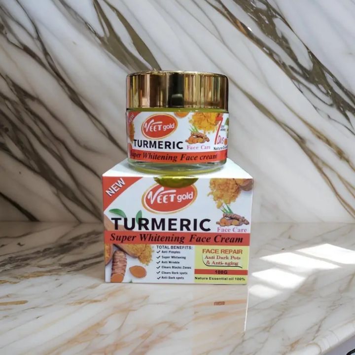 VEET GOLD Tumeric Super Whitening Face Cream 100g Anti- Pimples Super Whitening Anti-Wrinkle Clears Dark Spots Clears Black Zones Turmeric Face Cream and Moisturizers
