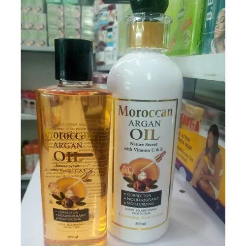 2 in1  Lotion + Oil Moroccan Argan Oil and Lotion Lightening Sunburn Acne Scars Light Complexion set