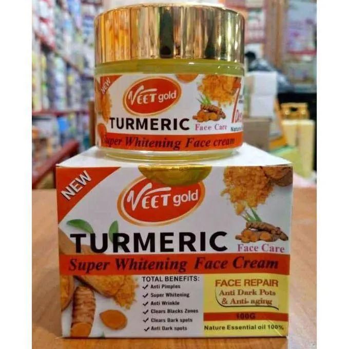 VEET GOLD Tumeric Super Whitening Face Cream 100g Anti- Pimples Super Whitening Anti-Wrinkle Clears Dark Spots Clears Black Zones Turmeric Face Cream and Moisturizers