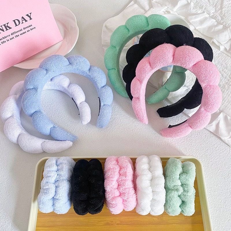3pc set Spa Headband and Wristbands for Washing Face/makeup Absorbent Sponge and cuff Headband for Women's skin care routine Head band and Wrist bands  pack