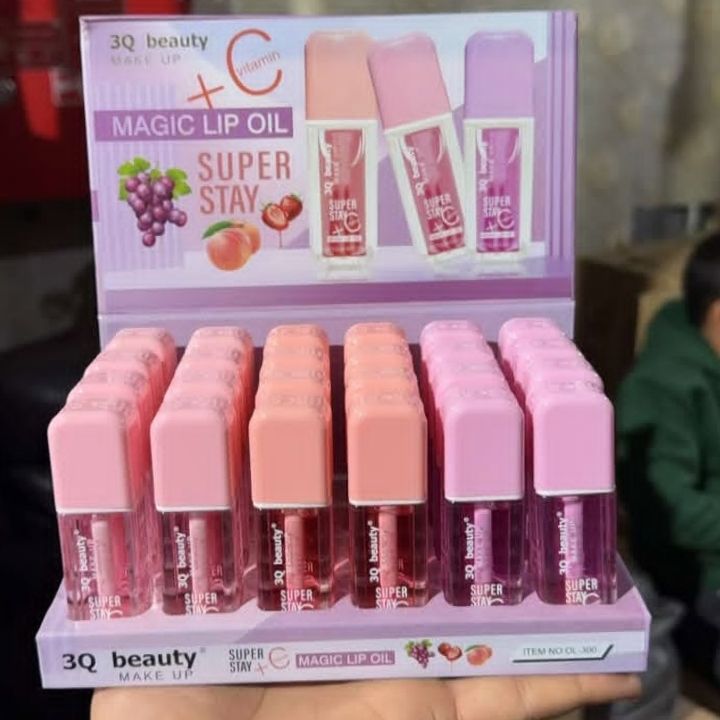 3 PIECES Magic Lip Oil Super Stay With Vitamin C 3Q Beauty Makeup Hydrating Plumping Lip Gloss Coat For Cute Makeup Lipsticks Tinted Clear Serum Fruit Lip Balm Oils Cosmetics