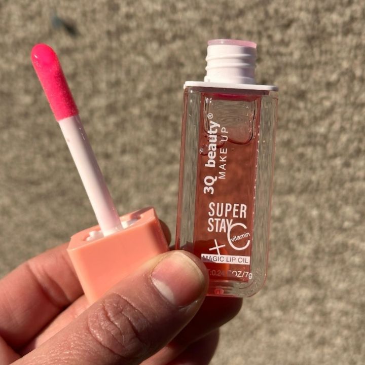 3 PIECES Magic Lip Oil Super Stay With Vitamin C 3Q Beauty Makeup Hydrating Plumping Lip Gloss Coat For Cute Makeup Lipsticks Tinted Clear Serum Fruit Lip Balm Oils Cosmetics