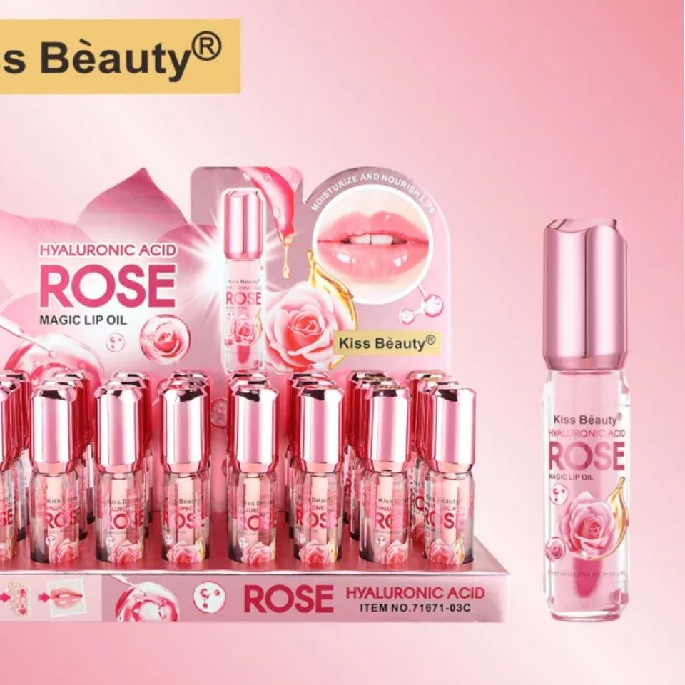 Hyaluronic Acid Rose Magic Lip Oil Colour Changing Kiss Beauty Makeup Hydrating Plumping Lip Gloss Coat For Cute Makeup Lipsticks Clear Serum Fruit Lip Balm Oils