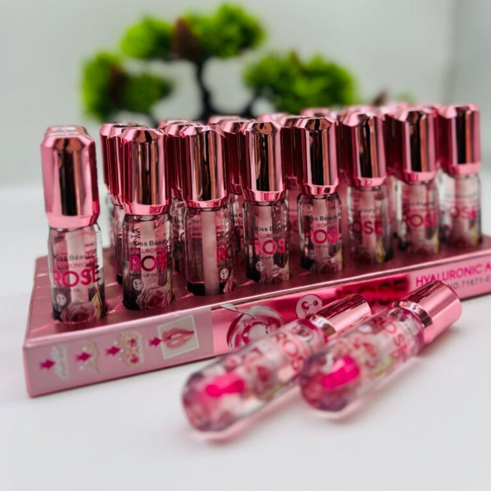 Hyaluronic Acid Rose Magic Lip Oil Colour Changing Kiss Beauty Makeup Hydrating Plumping Lip Gloss Coat For Cute Makeup Lipsticks Clear Serum Fruit Lip Balm Oils