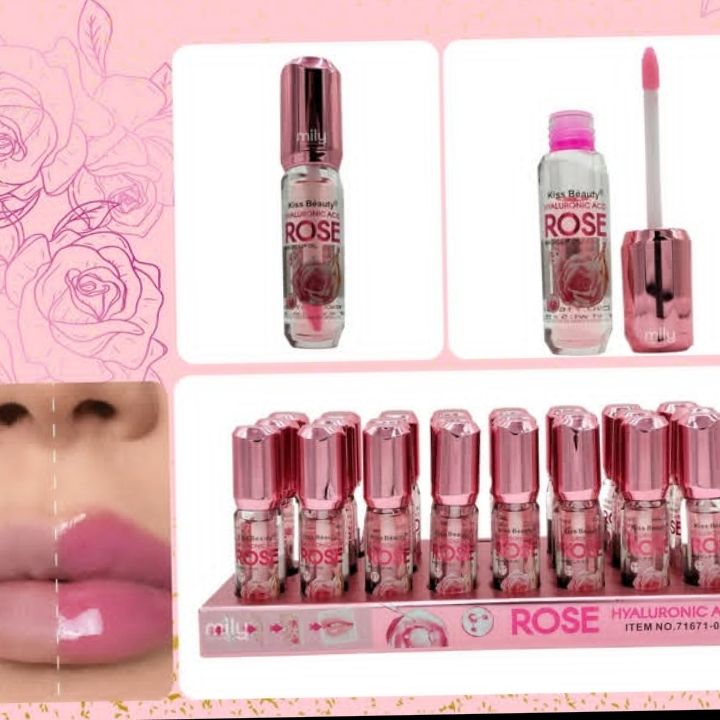 Hyaluronic Acid Rose Magic Lip Oil Colour Changing Kiss Beauty Makeup Hydrating Plumping Lip Gloss Coat For Cute Makeup Lipsticks Clear Serum Fruit Lip Balm Oils