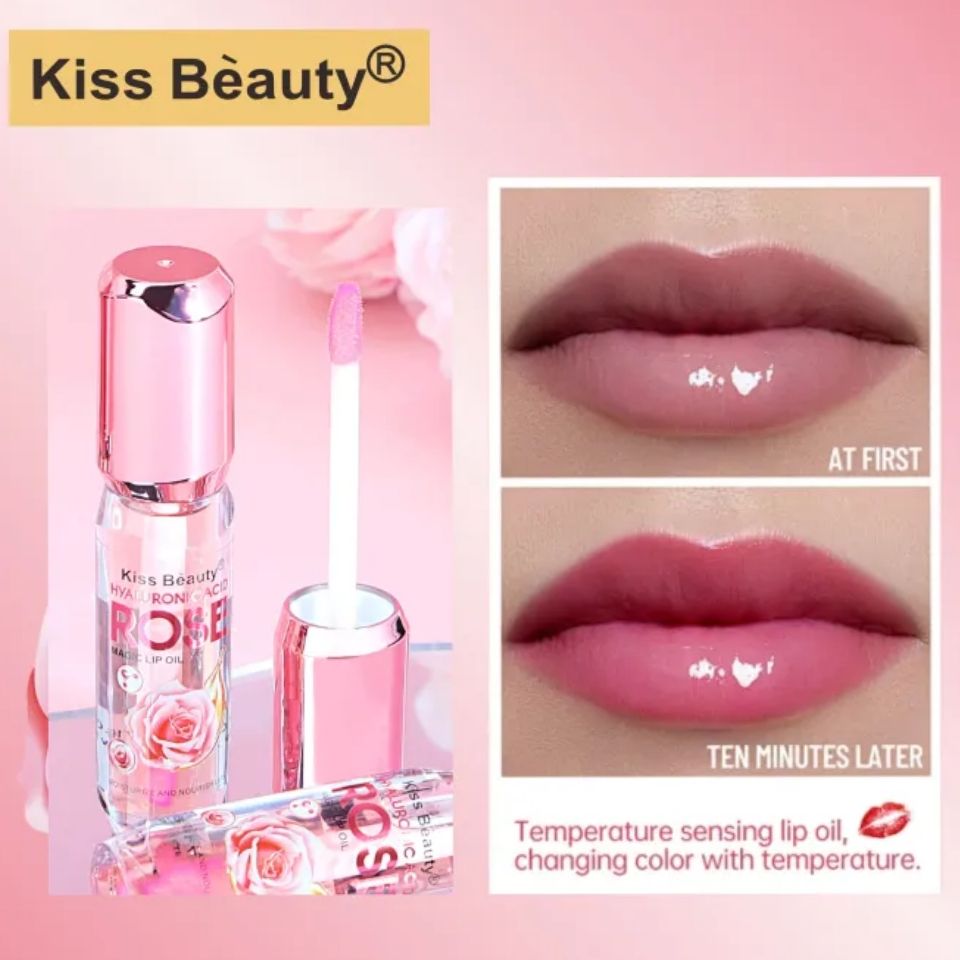 Hyaluronic Acid Rose Magic Lip Oil Colour Changing Kiss Beauty Makeup Hydrating Plumping Lip Gloss Coat For Cute Makeup Lipsticks Clear Serum Fruit Lip Balm Oils