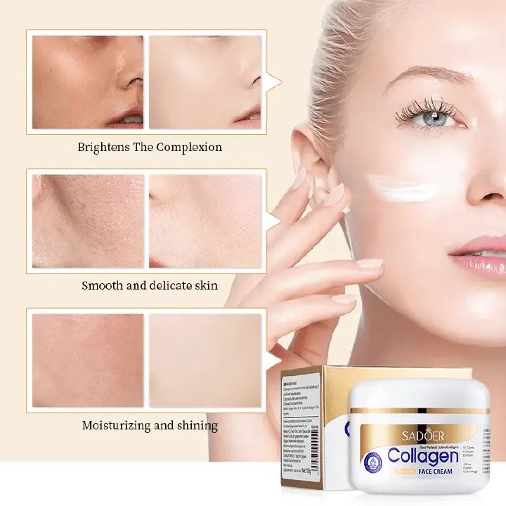 Sadoer 2 in 1 Collagen Face Serum Anti Aging Collagen Serum + Collagen Face Cream Anti Aging Cream, Moisturizing Anti wrinkles and Anti Fine Lines Face smoothening Moisturizer, Vitamin C Complementary