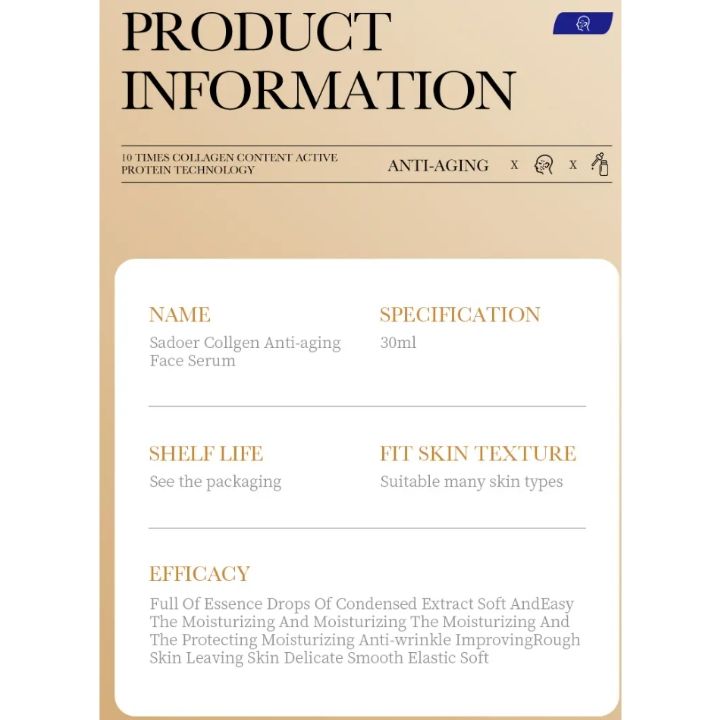 3 in 1 Set Sadoer Collagen Face Serum Anti Aging Collagen Serum + Collagen Face Cream Anti Aging Cream + Collagen Anti-wrinkle Hand Cream Moisturizing and Anti Fine Lines Face Hand smoothening