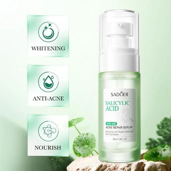 3 in 1 SADOER Set, Acne Repair Cleanser + Serum + Coconut Lip Balm - with 3% Salicylic Acid Collagen Peptide and Niacinamide, Centella Asiatica and Niacinamide, Can add Vitamin c, Moisturize
