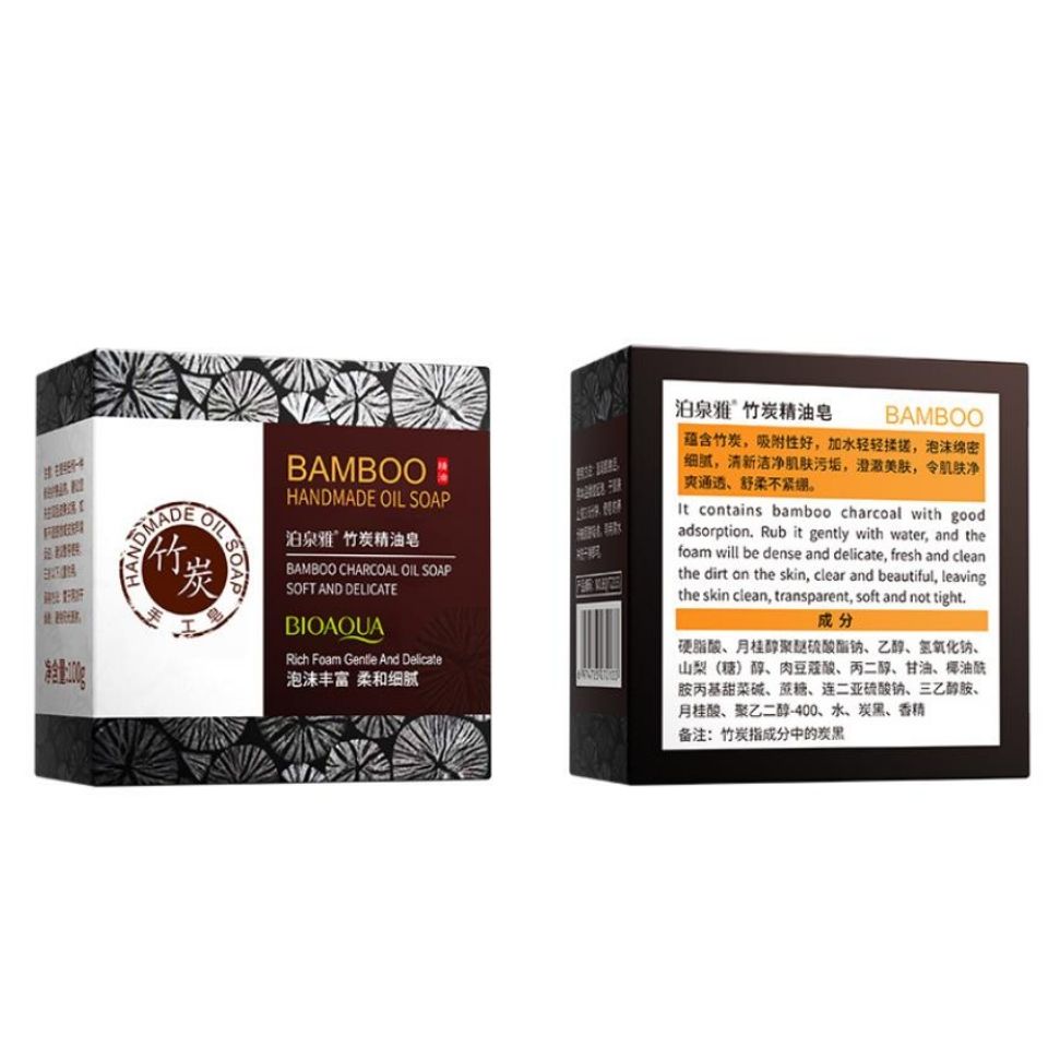Natural Organic Herbal Essential Black Bamboo Oil Soap Whitening Handmade Soap Skin Remove Acne Deep Cleansing Anti Bacterial Cleansing Charcoal Oils Bar Black Soap Bioaqua