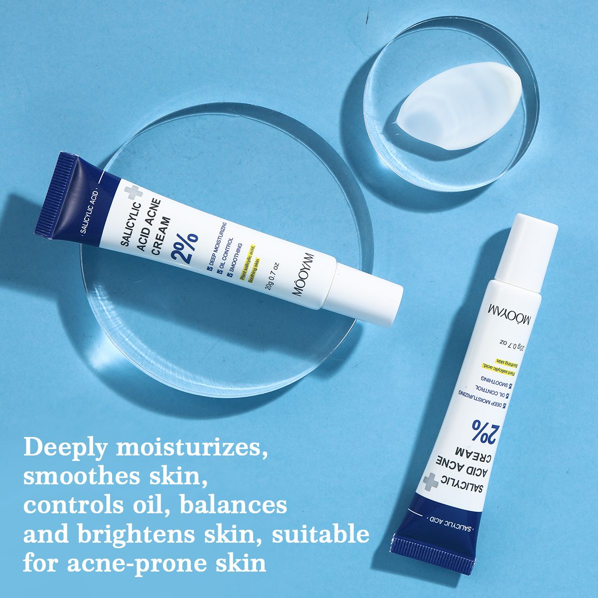 MOOYAM Salicylic Acid Acne Cream Fast Repair Pimple Scar 2% Salicylic Acid Anti Spots Removal Gel Smoothing Body Face Skin Shrink Pores Cream