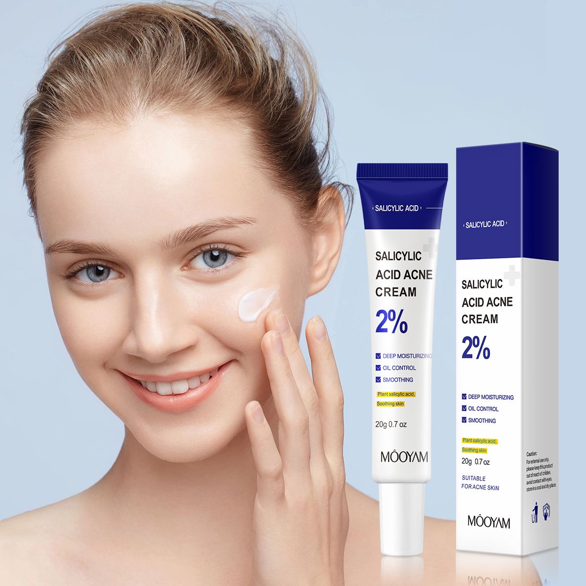 MOOYAM Salicylic Acid Acne Cream Fast Repair Pimple Scar 2% Salicylic Acid Anti Spots Removal Gel Smoothing Body Face Skin Shrink Pores Cream