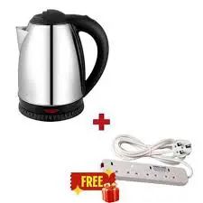 AILYONS 2 L Electric Kettle + FREE 4 WAY SOCKET EXTENSION CABLE – Coil-Less Water Heater & Boiler Jug, Fast Boil, Stainless Steel, Durable & Convenient Home Appliance Set Power King Ailyon