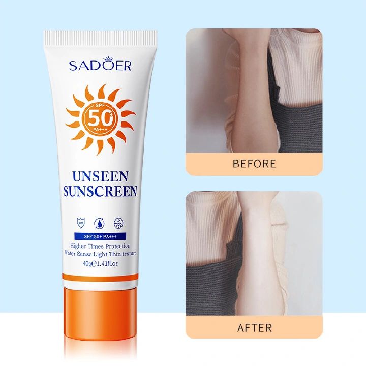 SADOER Unseen Sunscreen Lotion Sun screen Cream Protector Facial Solar Sun Block Spf Gel Sun Cream Oil Control No White SPF50+ PA+++ UVA UVB Protection