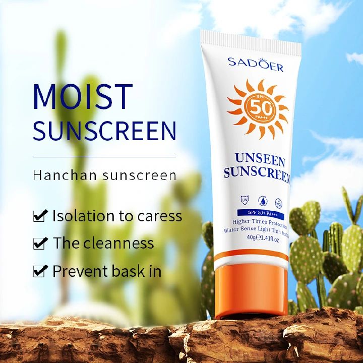 SADOER Unseen Sunscreen Lotion Sun screen Cream Protector Facial Solar Sun Block Spf Gel Sun Cream Oil Control No White SPF50+ PA+++ UVA UVB Protection