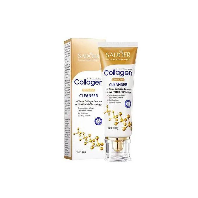 Sadoer Collagen Anti Aging Facial Cleanser, Collagen Foaming face Cleanser, can combine with Vitamin C, Replenishes Skin Collagen, Soothe and Smooth, Deep Cleaning, clear pores