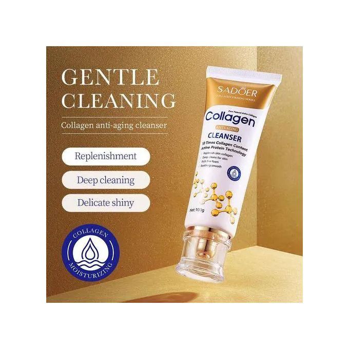 4 in 1 Sadoer Collagen 4 Pieces, Collagen Anti Aging Serum + Anti Aging Cream + Anti Aging Facial Cleanser + Cleansing Soap, Can add Vitramin C to the Routine, For Antiwrinkles, Moisturizing, soothing