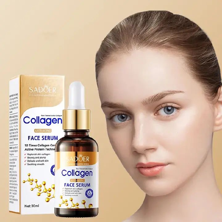 4 in 1 Sadoer Collagen 4 Pieces, Collagen Anti Aging Serum + Anti Aging Cream + Anti Aging Facial Cleanser + Cleansing Soap, Can add Vitramin C to the Routine, For Antiwrinkles, Moisturizing, soothing