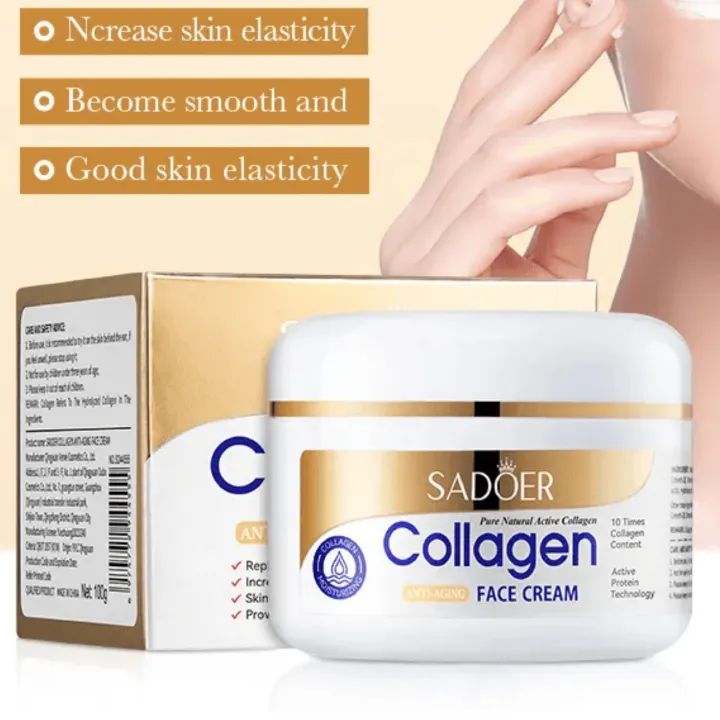 4 in 1 Sadoer Collagen 4 Pieces, Collagen Anti Aging Serum + Anti Aging Cream + Anti Aging Facial Cleanser + Cleansing Soap, Can add Vitramin C to the Routine, For Antiwrinkles, Moisturizing, soothing