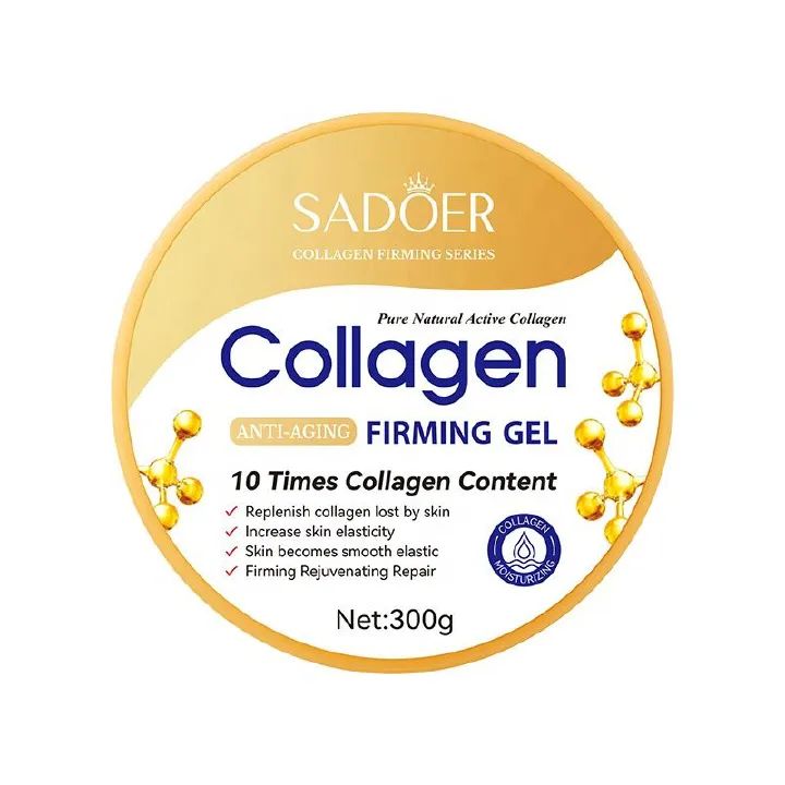 SADOER Collagen Anti-Aging Firming Gel Moisturizing Brightening Hydrating Skin Care Gel 300g Hydrating Anti-Wrinkle Facial Mask Cream Natural Organic Skin Care Soothing Gel