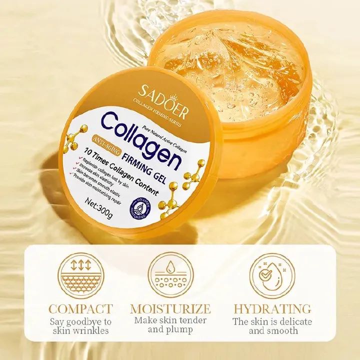 SADOER Collagen Anti-Aging Firming Gel Moisturizing Brightening Hydrating Skin Care Gel 300g Hydrating Anti-Wrinkle Facial Mask Cream Natural Organic Skin Care Soothing Gel