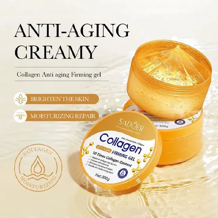SADOER Collagen Anti-Aging Firming Gel Moisturizing Brightening Hydrating Skin Care Gel 300g Hydrating Anti-Wrinkle Facial Mask Cream Natural Organic Skin Care Soothing Gel