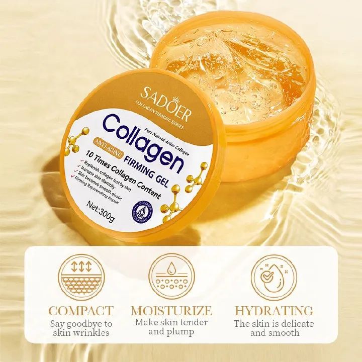 SADOER Collagen Anti-Aging Firming Gel Moisturizing Brightening Hydrating Skin Care Gel 300g Hydrating Anti-Wrinkle Facial Mask Cream Natural Organic Skin Care Soothing Gel