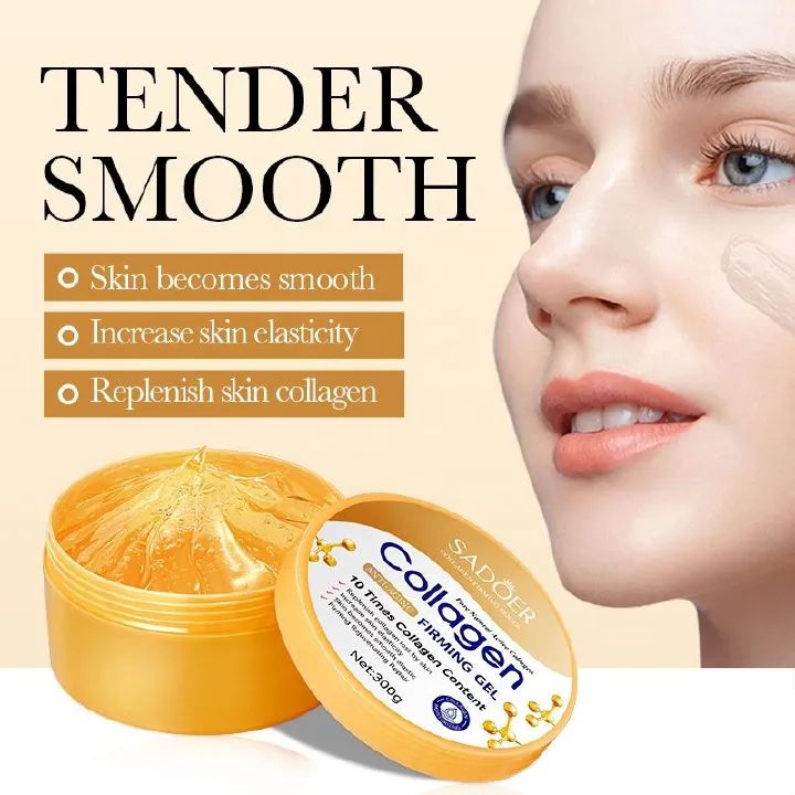 SADOER Collagen Anti-Aging Firming Gel Moisturizing Brightening Hydrating Skin Care Gel 300g Hydrating Anti-Wrinkle Facial Mask Cream Natural Organic Skin Care Soothing Gel