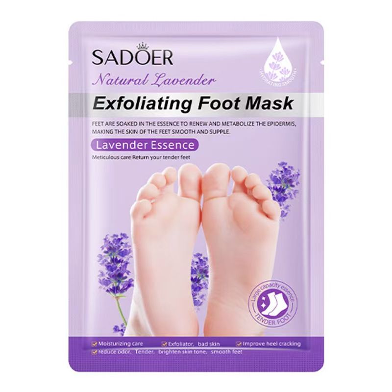 SADOER Natural Lavender Exfoliating Foot Mask Removing Dead Skin Whitening Heels Feet Spa Pedicure socks Peeling Anti Cracked Foot Care Deep Moisturizing Nourishing