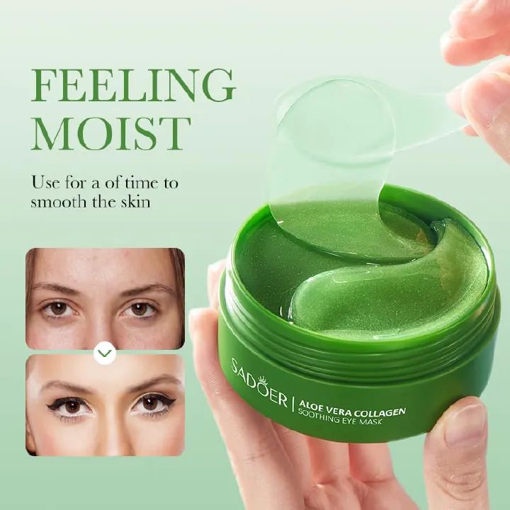 SADOER Aloe Vera Eye Mask, 60 PCS Under Eye Patches for Dark Circles & Puffiness, Aloe Collagen Soothing Eye Mask Reduces Eye Bags & Wrinkles, Firm Eye Skin - Pure Natural Material Extraction 30 pairs
