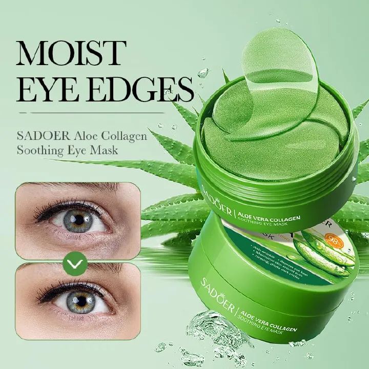 SADOER Aloe Vera Eye Mask, 60 PCS Under Eye Patches for Dark Circles & Puffiness, Aloe Collagen Soothing Eye Mask Reduces Eye Bags & Wrinkles, Firm Eye Skin - Pure Natural Material Extraction 30 pairs