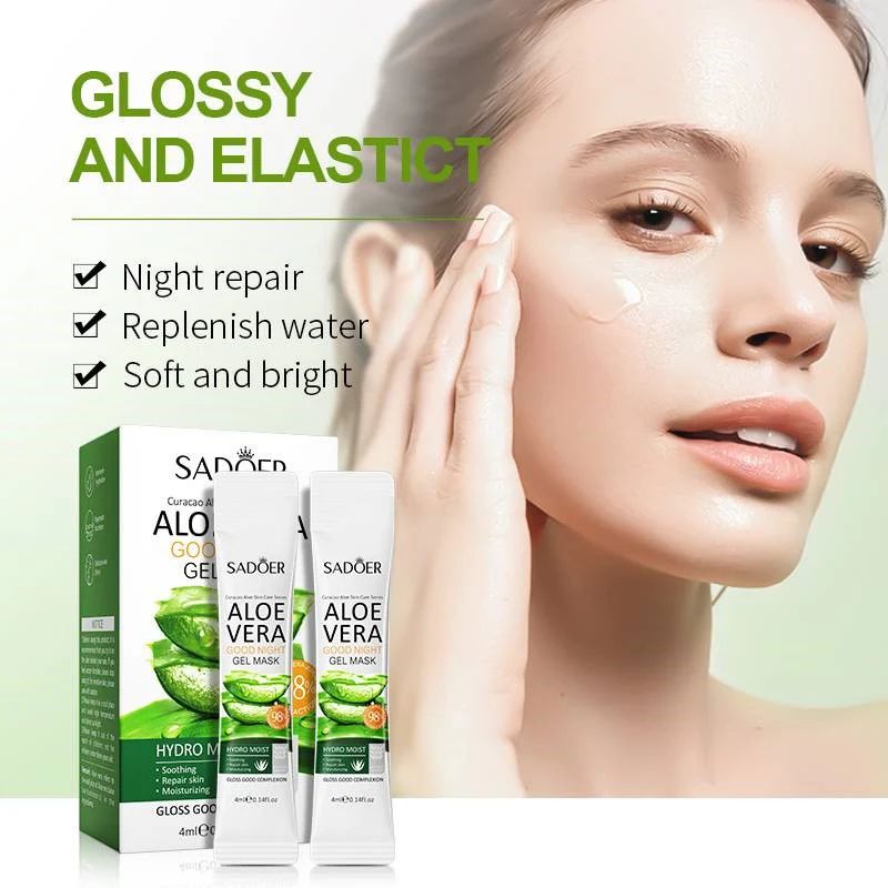 20Pcs Sadoer Good Night Gel Mask, Aloe Vera Sleeping Mask, with Aloe Vera Gel & Hyaluronic Acid, Anti Aging Hydrating Face Mask for All Skin Types, Night Time Skin Care & Repair, No-Rinsing