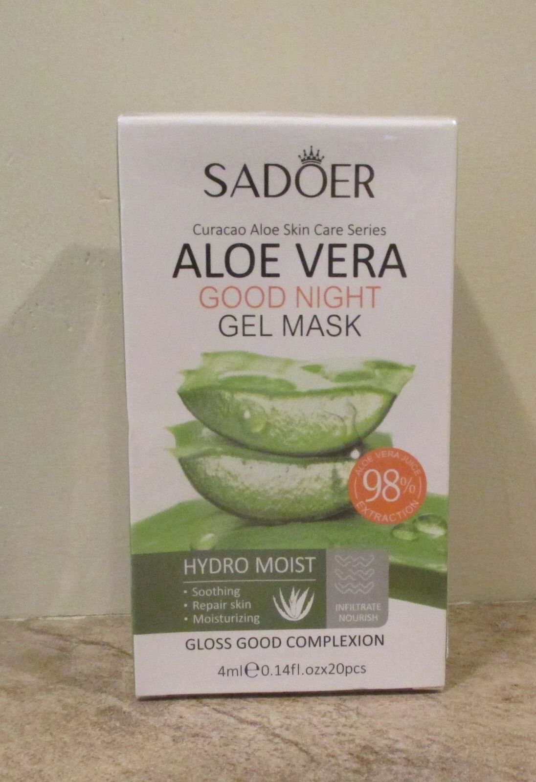20Pcs Sadoer Good Night Gel Mask, Aloe Vera Sleeping Mask, with Aloe Vera Gel & Hyaluronic Acid, Anti Aging Hydrating Face Mask for All Skin Types, Night Time Skin Care & Repair, No-Rinsing