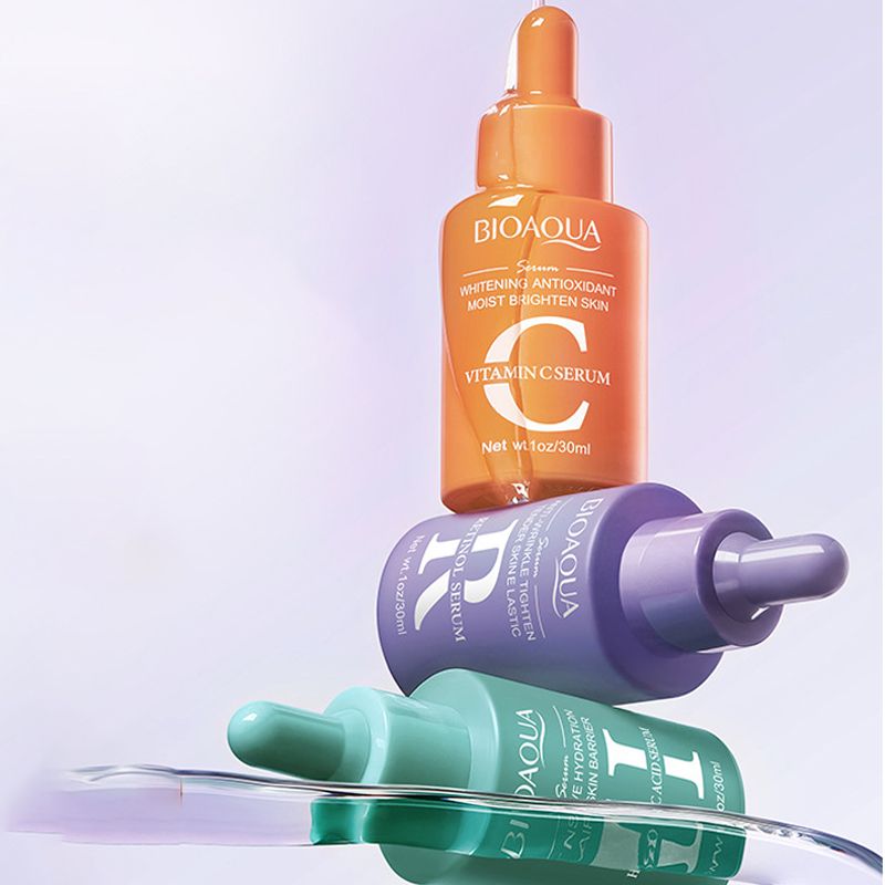 3 in 1 Vitamin C + Hyaluronic Acid + Retinol Serum Set Essence Brightening Anti-Aging Moisturizing Face Skin Care Whitening improves Skin Firmness, Even Skin Tone, Wrinkles, Aging Face Facial BIOAQUA