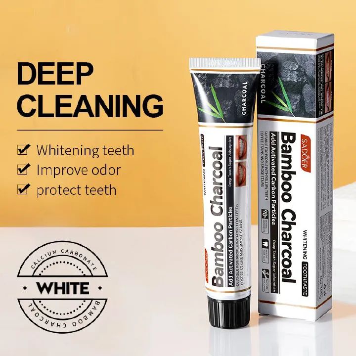 SADOER Bamboo Charcoal Teeth Whitening Toothpaste, Teeth Whitener, Whiten Yellow Teeth, Whiten Coffee Stains, Remove Smoke Stains, Whiten Teeth Stains