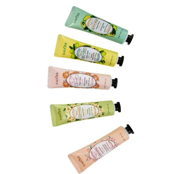 5 PCS/Set  SADOER Hand Cream Fruit Sakura Chamomile Rose Avocado Olives Moisturizing Hand Cream Nourish Hand Care Hand Lotion Moisturize Hands Hydration Skin Care for Dry Cracked Hands