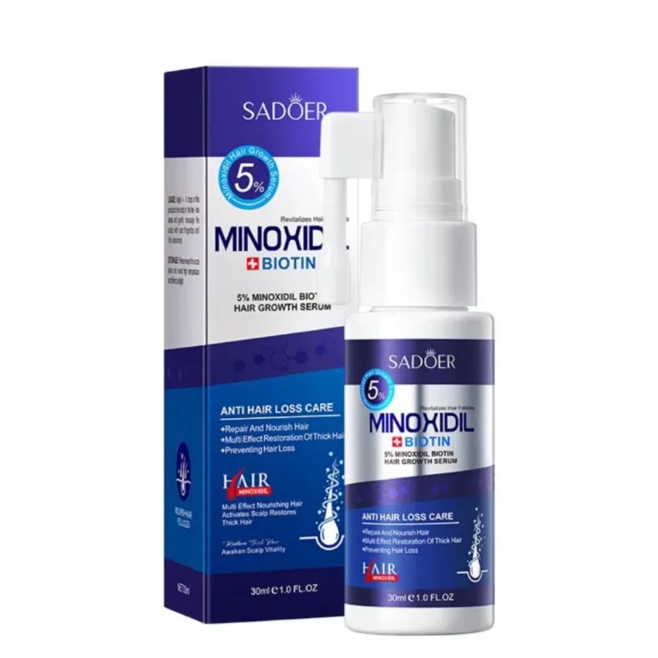 SADOER Minoxidil Serum + Shampoo + Conditioner 5% Minoxidil Biotin Hair Growth Formula with Biotin, Repair and Nourish Treatment, Prevents Hair Loss, Smooth Strong Hair care
