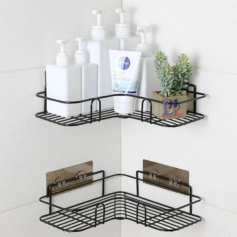 Bathroom Storage Rack Kitchen Corner Rack Household Tripod, Style: simple and modern, Installation method: wall suction