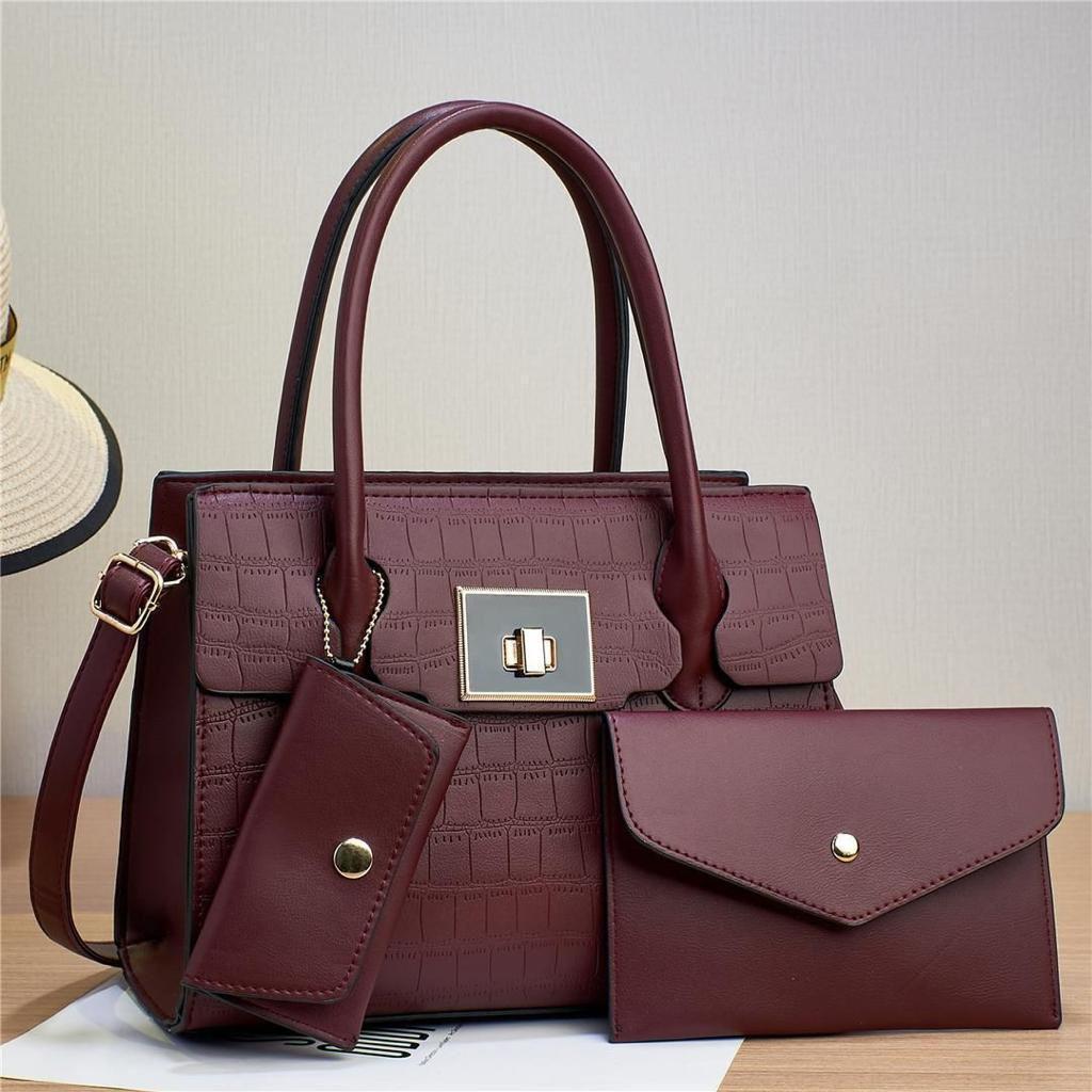 New arrival⚡ High quality  PU leather 3 in 1 women's/ladies 🔥 fashion🔥🔥 handbag