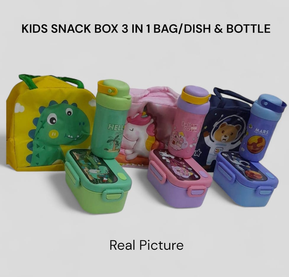 🔥NEW ARRIVAL 🔥🧃🍱 *Kids 3-in-1 Snack Box Sets* 🎒✨un, colorful & convenient! Each set includes a cute *bag, **bottle, and **lunch box* – perfect for school or outings.
💚 Dino | 🦄 Unicorn | 🚀 Spa
